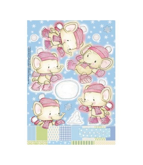 FEUILLE 3D ELEPHANT NOEL KBPWPCT026