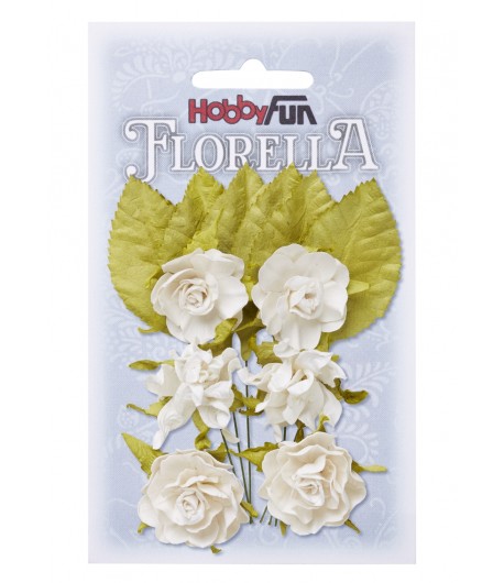 FLEURS ET FEUILLES TONS BLEU CLAIR X 6