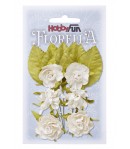 FLEURS ET FEUILLES TONS BLEU CLAIR X 6