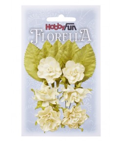 FLEURS ET FEUILLES CREME  X 6