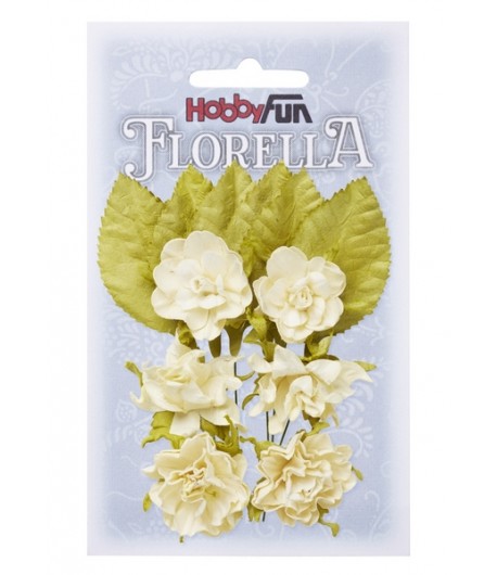 FLEURS ET FEUILLES CREME  X 6