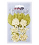 FLEURS ET FEUILLES CREME  X 6