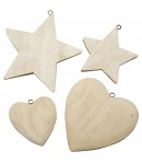 COEURS ET EOILES EN BOIS X 4
