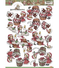 FEUILLE 3D FILLETTES ET CUPCAKE DE NOEL