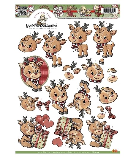 FEUILLE 3D RENNE DE NOEL