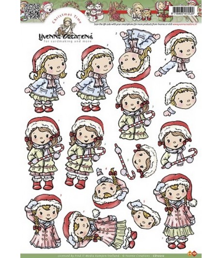 FEUILLE 3D FILLETTE DE NOEL