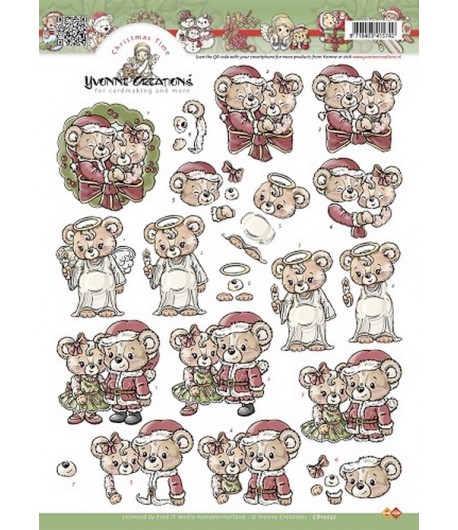 FEUILLE 3D OURSONS DE NOEL