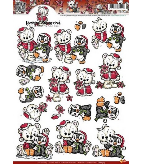 FEUILLE 3D OURS ET PINGOUIN