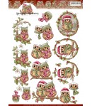 FEUILLE 3D CHOUETTES DE NOEL