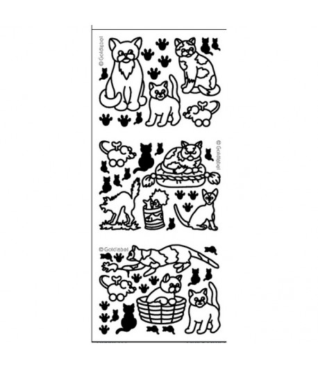 STICKERS CHATS ET SOURIS ARGENT