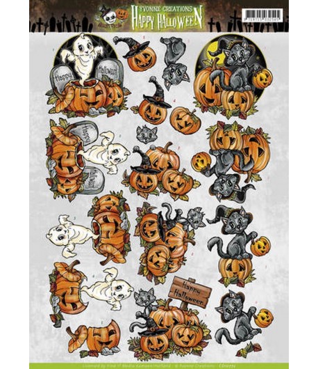 FEUILLE 3D CITROUILLES HALLOWEEN