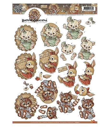 FEUILLE 3D ANIMAUX MIGNONS