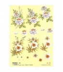 FEUILLE 3D FLEURS BLANCHES FOND JAUNE PAR011