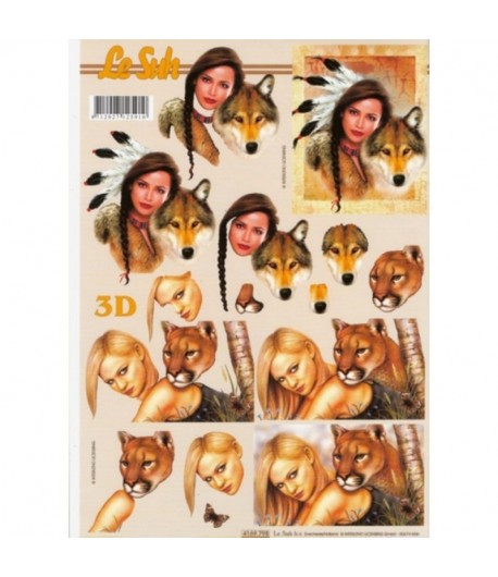 FEUILLE 3D FEMMES ET ANIMAUX