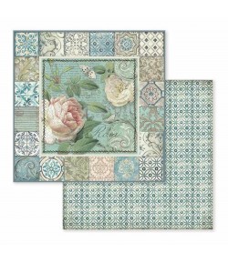 PAPIER AZULEJO ROSES 30 X 30 CM - SBB606