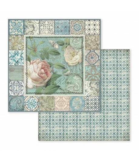 PAPIER AZULEJO ROSES 30 X 30 CM - SBB606