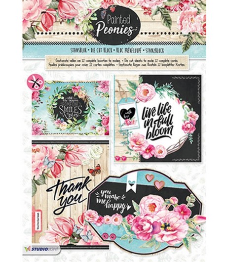 BLOC 3D PAINTED PEONIES