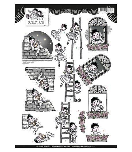 FEUILLE 3D PIERROT - CD10797