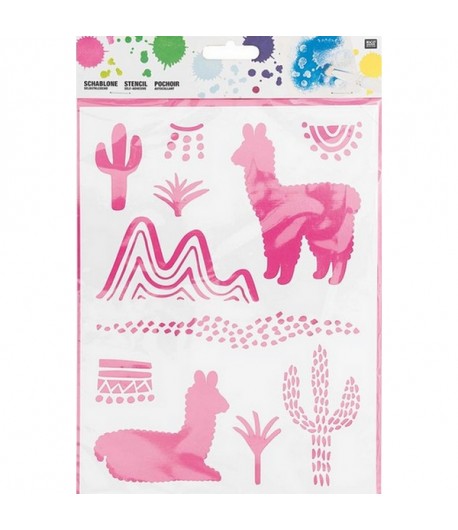 POCHOIR LAMAS ET CACTUS 18.5X24.5CM