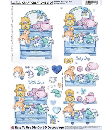 FEUILLE 3D JOUETS GARCON DCD645