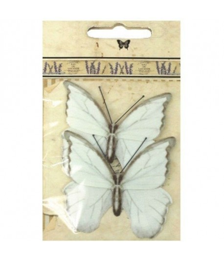PAPILLONS X 2 - ECRU BLANC