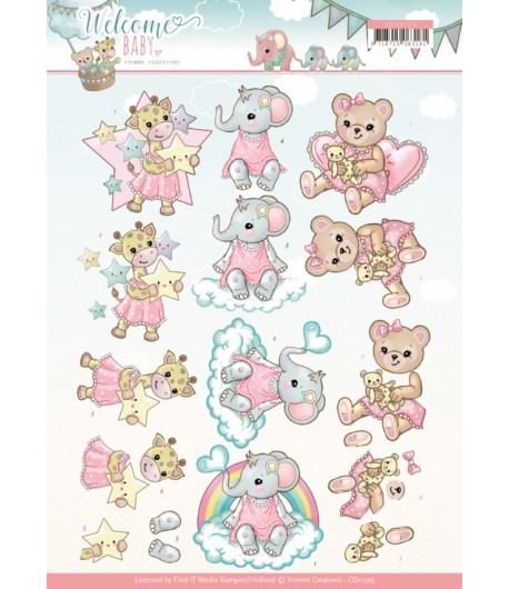 FEUILLE 3D WELCOME BABY - CD11325