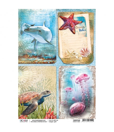 PAPIER DE RIZ OCEAN VIBES 21 X 29.7CM CBRP040