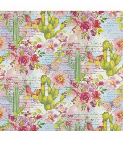 SERVIETTE CACTUS ET ROSES