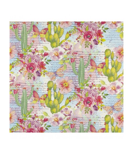 SERVIETTE CACTUS ET ROSES
