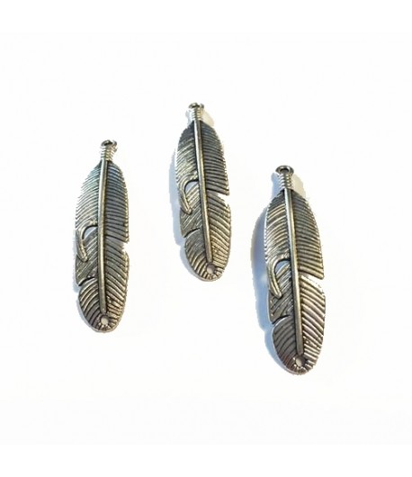 CHARMS EN MÉTAL PLUMES X 3