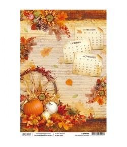PAPIER DE RIZ A4 THE SOUND OF AUTUMN 21 X 29.7CM CBRP058