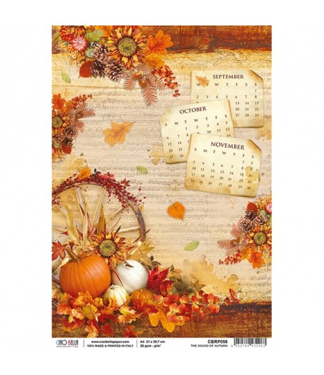 PAPIER DE RIZ THE SOUND OF AUTUMN 21 X 29.7CM CBRP057