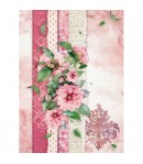 PAPIER DE RIZ A4  FLEURS ROSES 21 X 29.7 DFSA4415