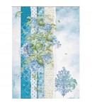 PAPIER DE RIZ A4  FLEURS BLEUES 21 X 29.7 DFSA4417