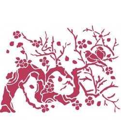 POCHOIR OISEAUX SUR LA BRANCHE 15X20 KSD301