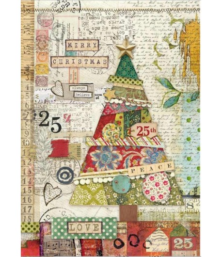 PAPIER DE RIZ A4 SAPIN PATCH 21 X 29.7 DFSA4406 STAMPERIA