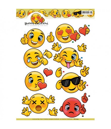 FEUILLE 3D SMILEYS CD11057