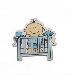 LIT BÉBÉ BLEU EN BOIS