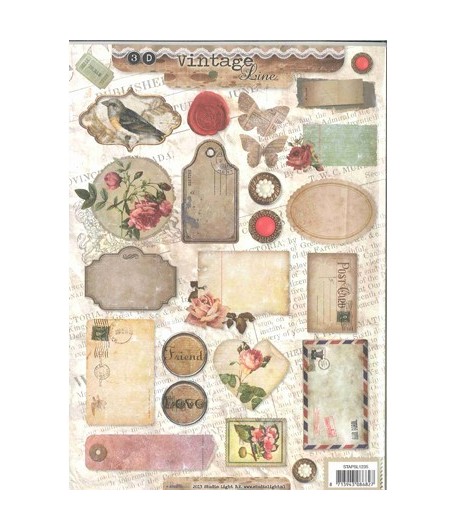 FEUILLE 3D TAGS VINTAGE