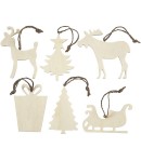 DÉCOS DE NOEL EN BOIS X 6