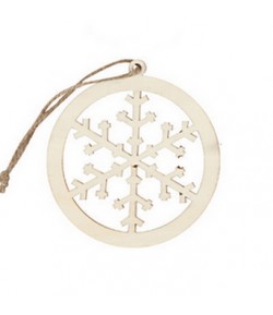 DÉCO ROND FLOCON EN BOIS - 8 CM