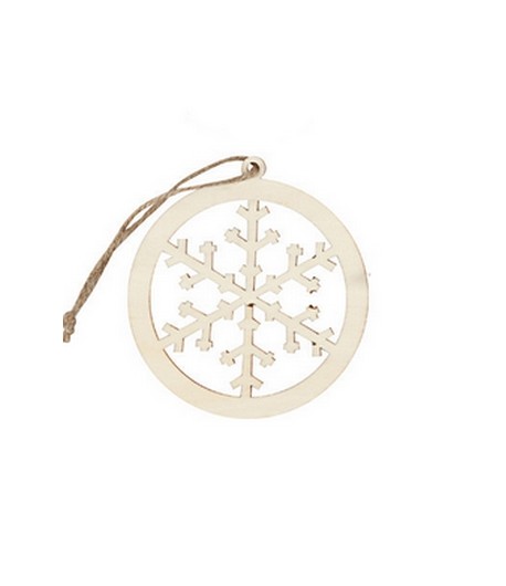 DÉCO ROND FLOCON EN BOIS - 8 CM