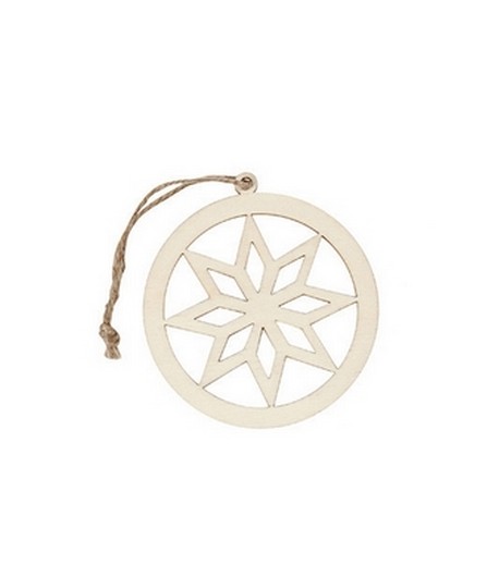 DÉCO ROND ETOILE EN BOIS - 8 CM
