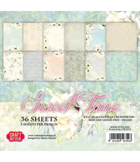 BLOC 36 FEUILLES 15 X 15 CM -  SWEET TIME