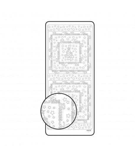 STICKERS BONNES FETES CADRE ARGENT