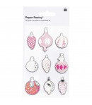 STICKERS 3D DECOS NOEL ARGENT ROSE