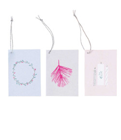 ETIQUETTES CADEAUX X6 ROSE GRIS BLEU