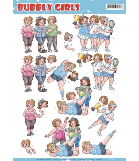 FEUILLE 3D BUBBLY GIRLS SPORTS - CD11174