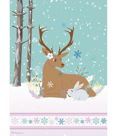 PAPIER DE RIZ A4 RENNE ET LAPIN 21 X 29.7 DFSA4421