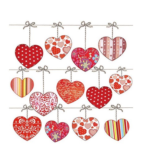 SERVIETTE COEURS SUSPENDUS